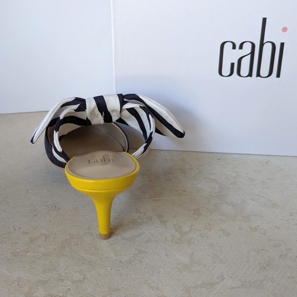 Cabi Yellow Blue Kitten Heel Mule Style Shoes Size 7 - 7.5 Cabi Style 6022 - Picture 4 of 9